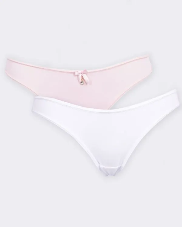 Kit 2 Calcinhas Feminina Fio Duplo Branca E Rosa P