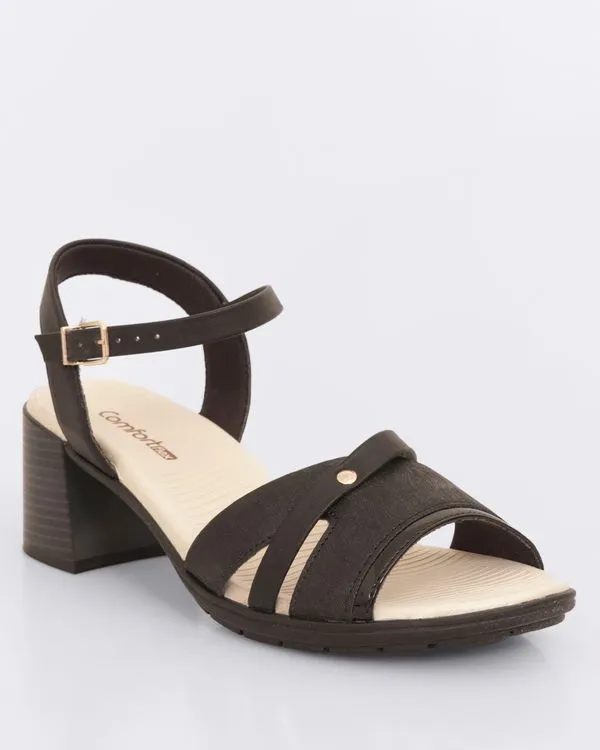 Sandália Feminina Salto Bloco Comfortflex Preta 38