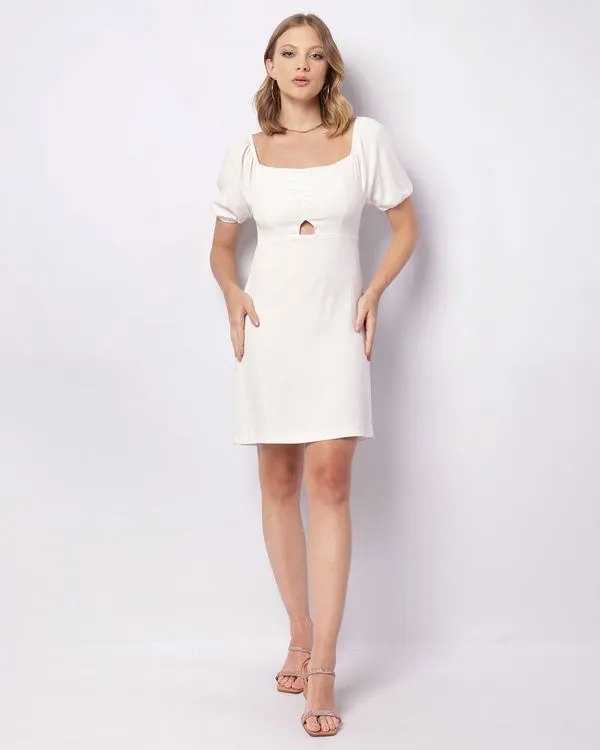 Vestido Feminino Berry & Co. Curto Ciganinha Branco P