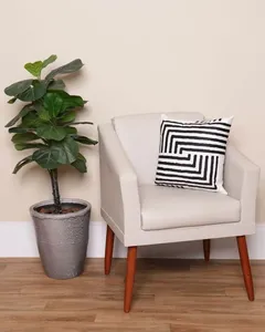 Almofada Suede 40cm x 40cm Estampa Geométrica Branca UN
