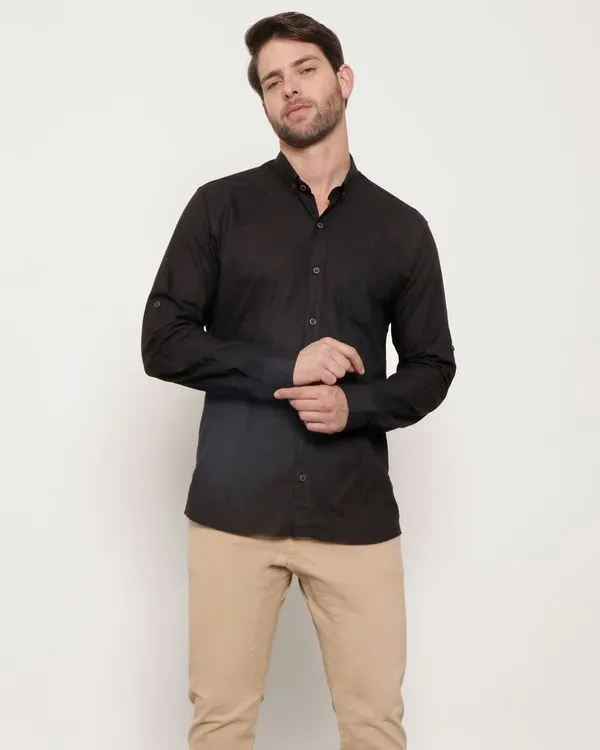 Camisa Masculina Social Manga Longa Flame Preta 4