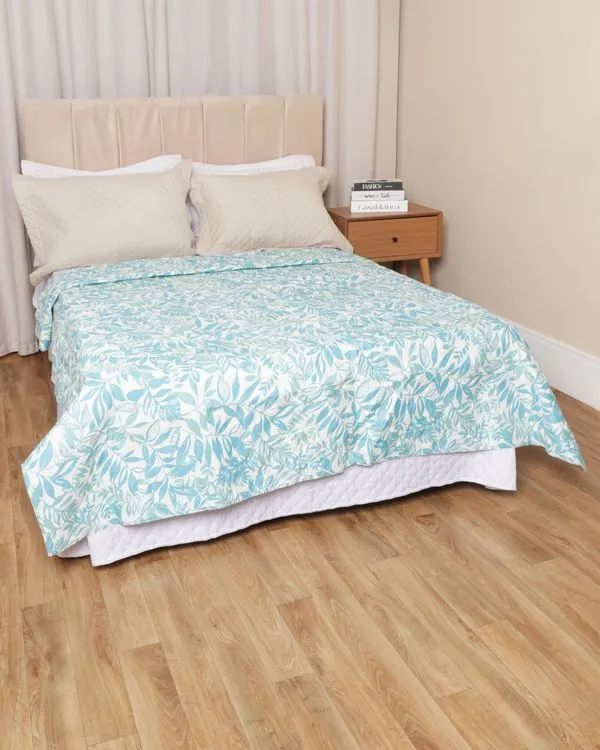 Colcha Casal com Viés 170 Fios Estampada Matelassê Arte & Cazza Branco UN