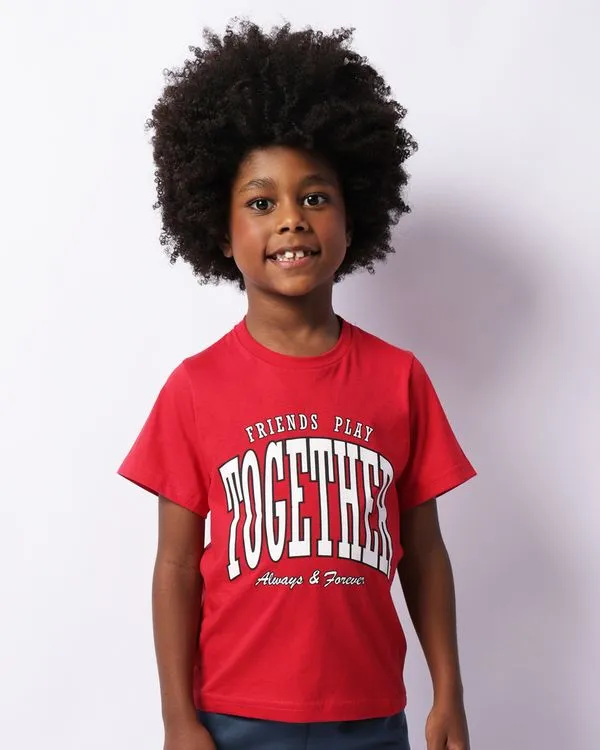 Camiseta Infantil Estampa Frontal Manga Curta Vermelha 8