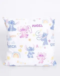 Almofada Infantil Disney Stitch e Angel 40cm x 40cm Estampada Azul UN