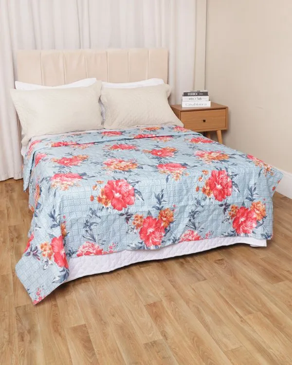 Colcha Casal Arte & Cazza 170 Fios Matelassê Estampada Azul UN