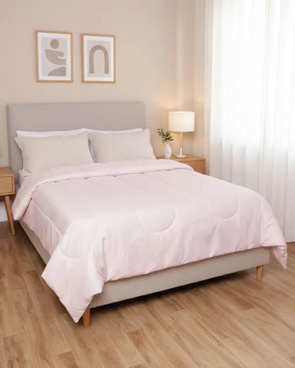 Edredom Casal Andreza 220cm x 240cm Dupla Face Estampa Poá Rosa UN