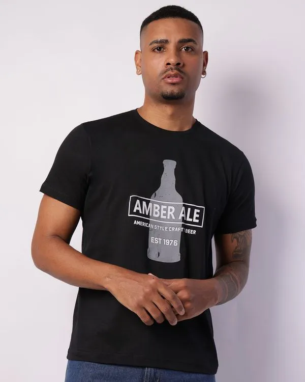 Camiseta Masculina com Estampa Manga Curta Preta G