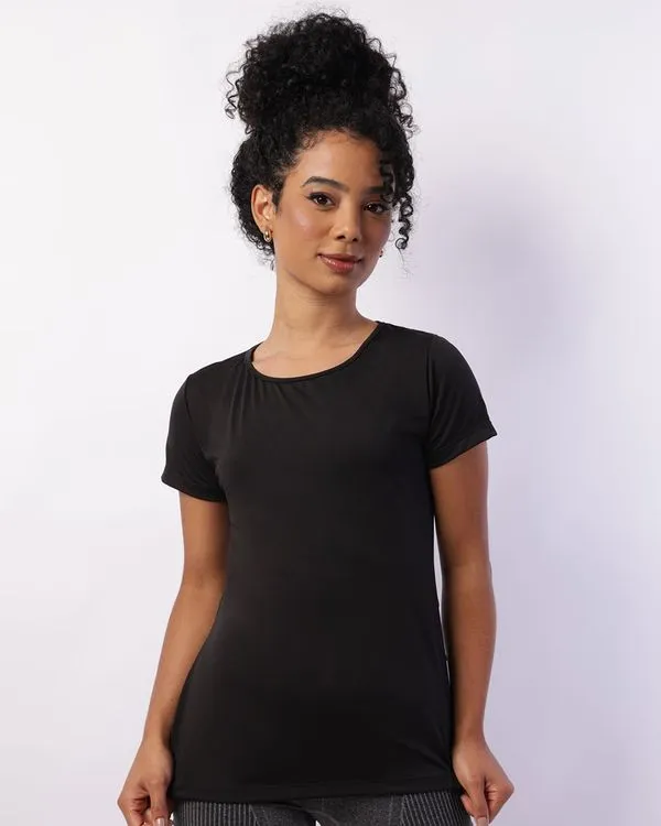 Camiseta Fitness Feminina Fitter Costas Transpassada Preta M