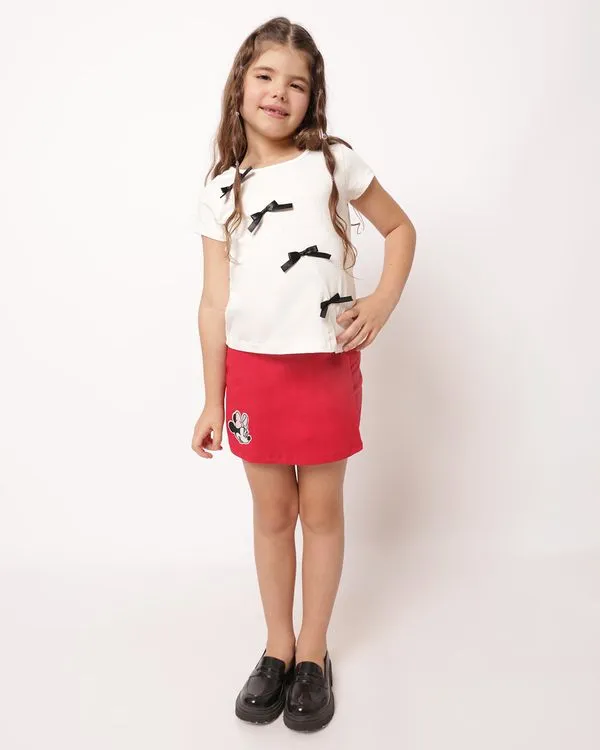 Shorts Saia Infantil Curto Disney Minnie Vermelho 4