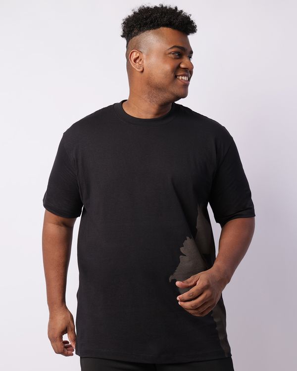 Camiseta Plus Size Masculina Estampa Frontal Manga Curta Preta G3