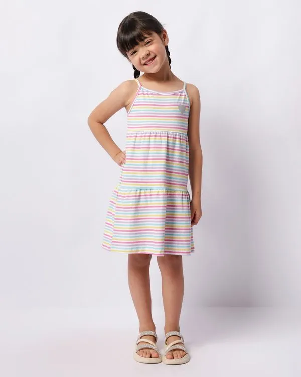 Vestido Infantil Alcinha Três Marias Listrado Branco 12