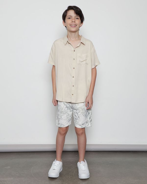 Bermuda Juvenil Reta Com Bolsos Estampada Off White 12