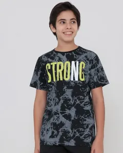Camiseta Juvenil Manga Curta Tie Dye Strong Preta 10