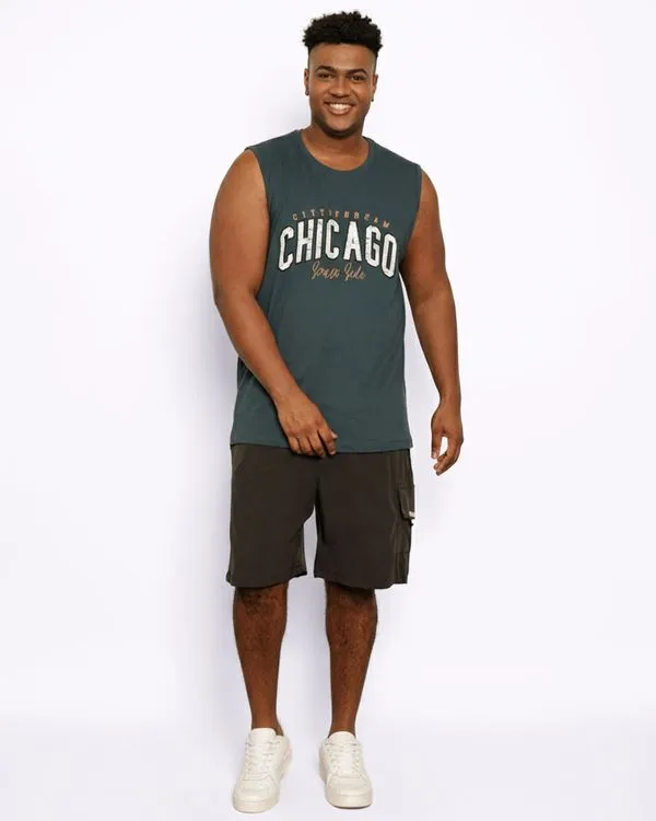 Bermuda Plus Size Masculina Reta Bolso Cargo Cinza G1
