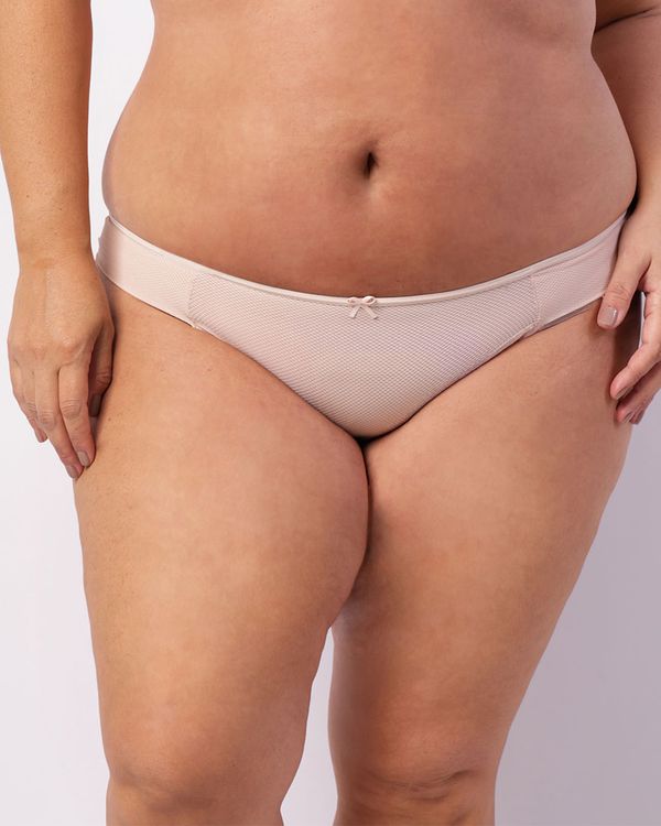 Calcinha Plus Size Feminina Biquíni Telada Bege 50