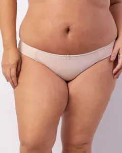 Calcinha Plus Size Feminina Biquíni Telada Bege 50