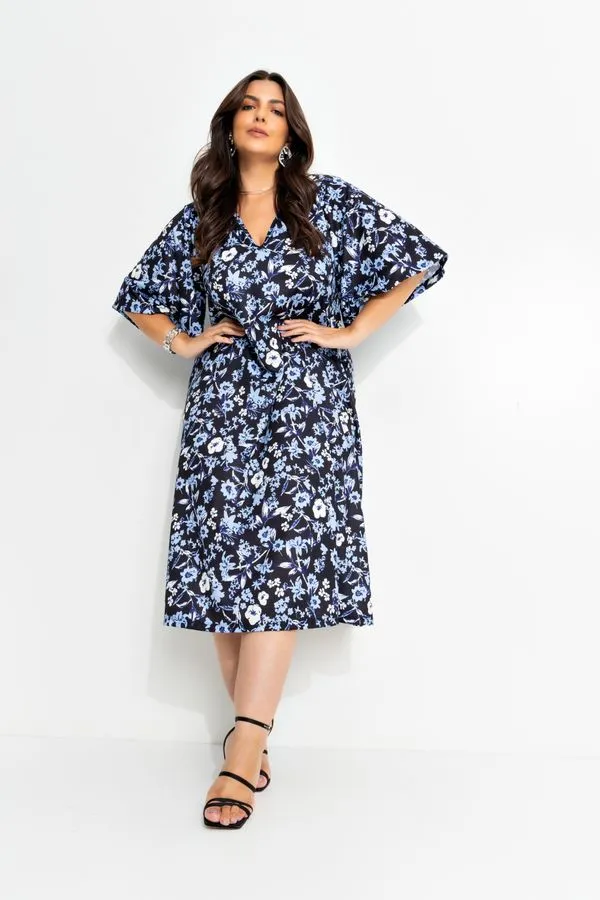 Vestido Floral Dark Azul G