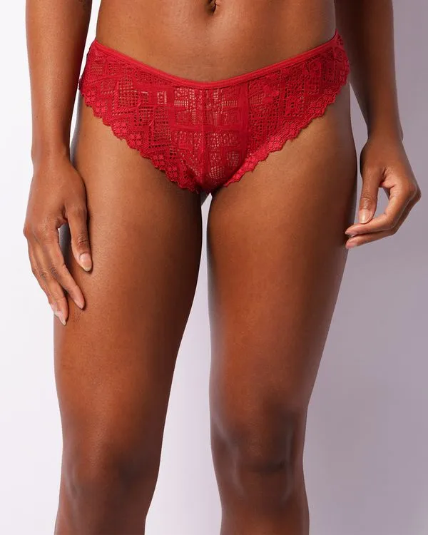 Calcinha Feminina String Fio Dental Renda Vermelha M
