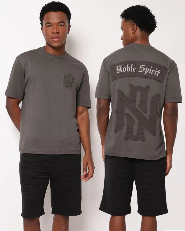 Camiseta Masculina Box Algodão com Estampa Cinza M