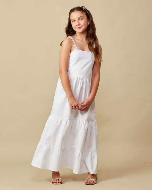Vestido Juvenil Midi Três Marias Alcinha Branco 16
