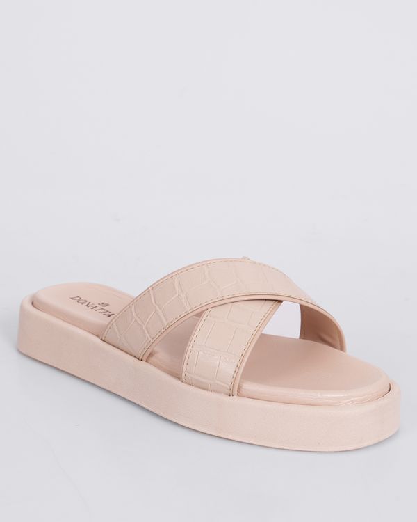 Sandália Feminina Flatform Donatta Tiras Cruzadas Off White 35