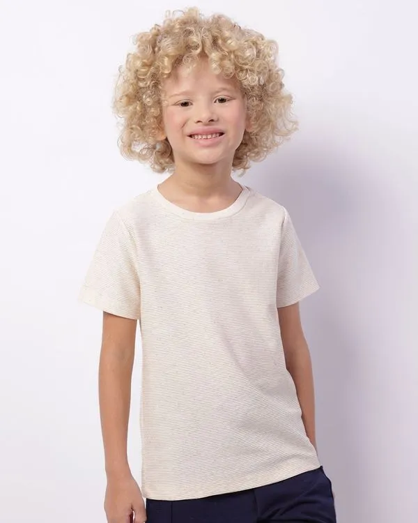 Camiseta Infantil Texturizada Manga Curta Bege 4