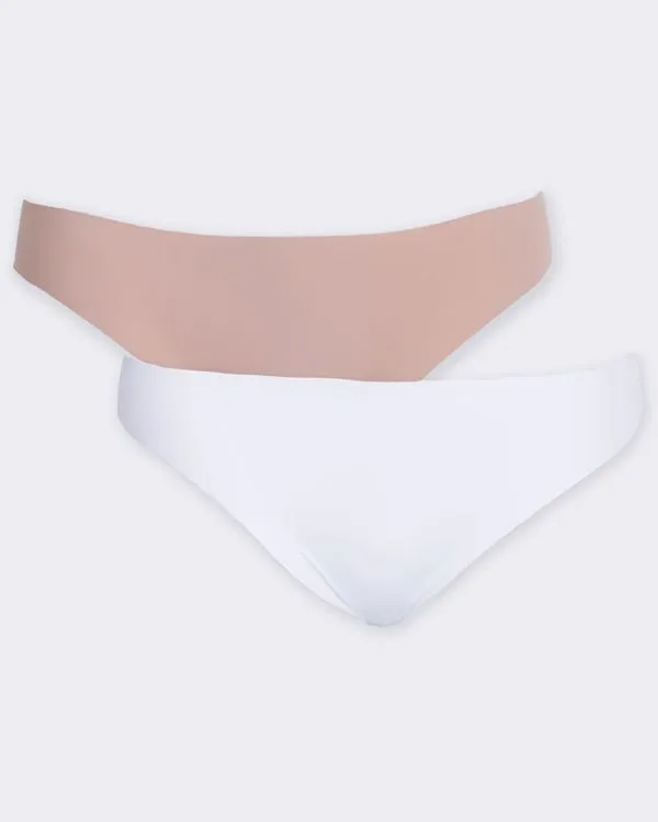 Kit 2 Calcinhas Feminina Biquíni Sem Costura Bege e Branca M