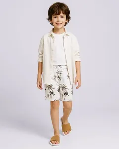 Bermuda Juvenil Surf Estampa Coqueiros Off White 12