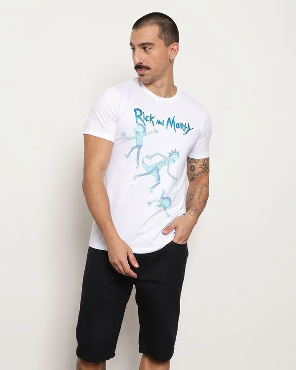 Camiseta Masculina Manga Curta Estampa Frontal Branca G