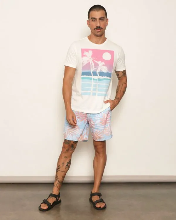 Bermuda Masculina Gangster Surf Estampada Coqueiros Azul G