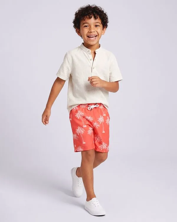 Bermuda Infantil Reta Estampa Tropical Laranja 4