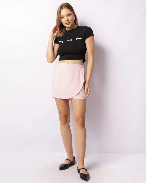 Short Saia Feminino Berry & Co. Curto Viscose Rosa G