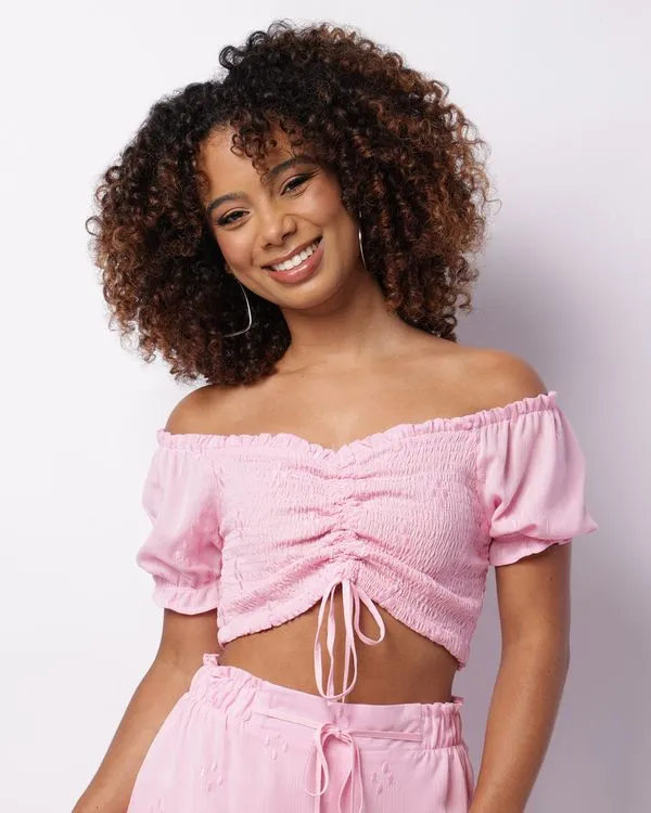 Blusa Feminina Cropped Berry & Co. Ciganinha Colissê Rosa P