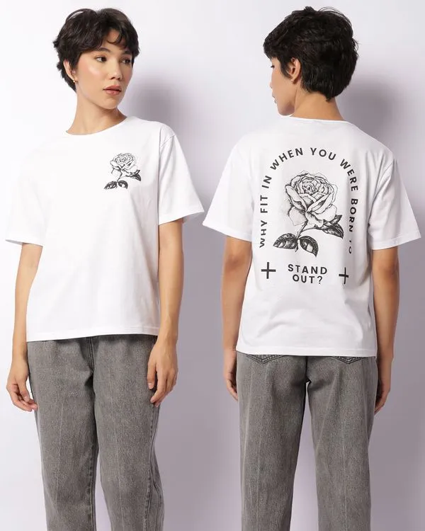 Camiseta Feminina Estampa Frente E Costas Manga Curta Branca P