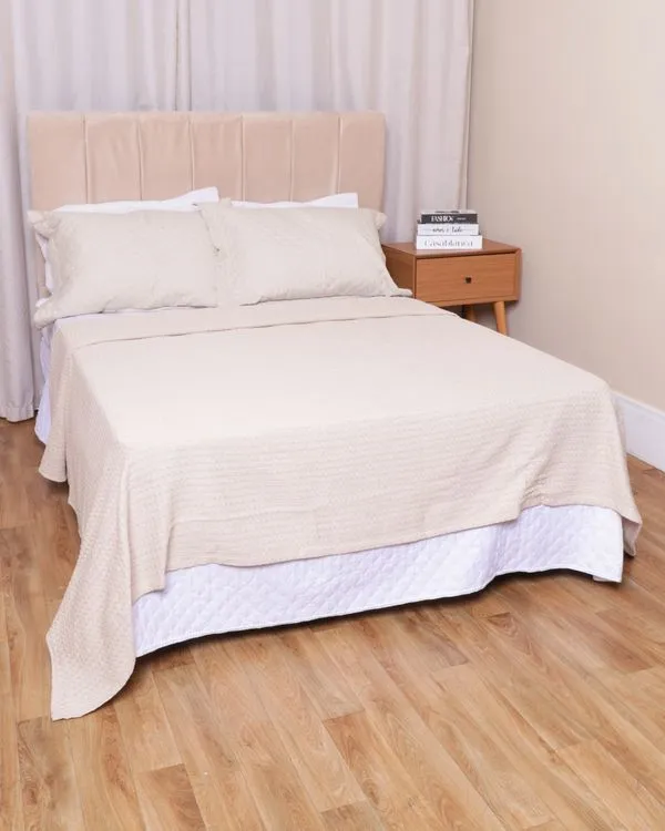 Colcha Casal 230cm x 210cm Texturizada Bege UN