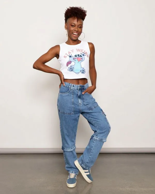 Calça Jeans Feminina Vizzy Destacável Azul 42