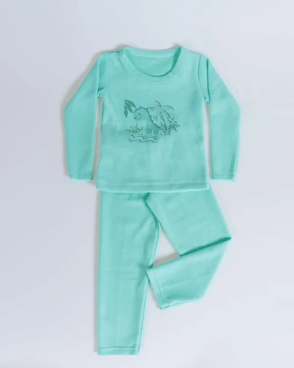 Pijama Bebê Gola Careca Estampa Bichinhos Verde Claro 2