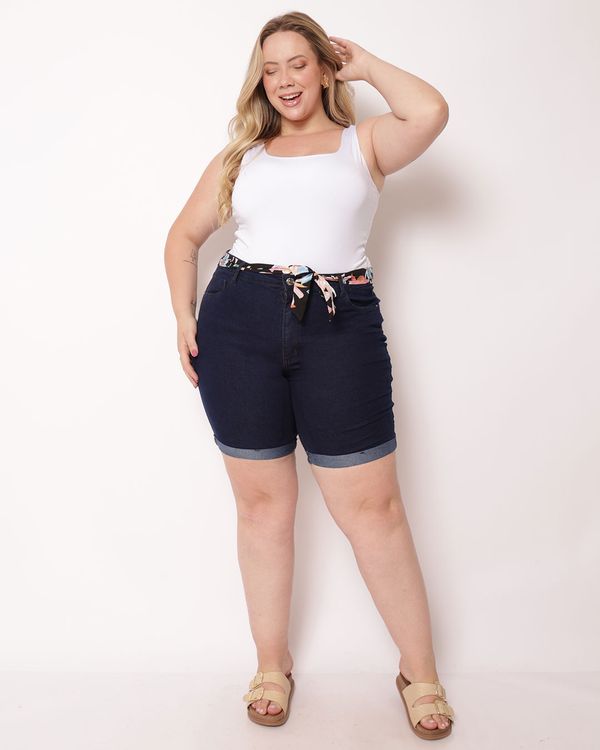 Body Plus Size Feminino Regata Liso Decote Quadrado Branco G1