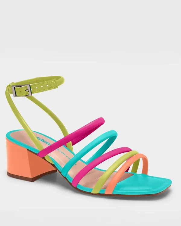 Sandália Dakota Salto Bloco Tiras Color Verde 34