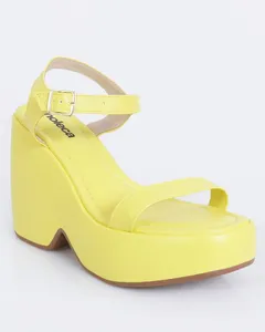 Sandália Plataforma Moleca Neon Amarela 36