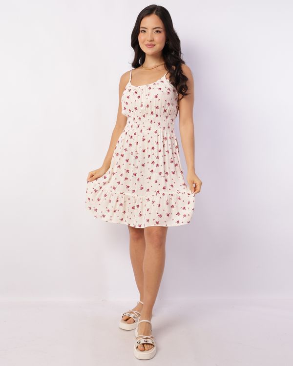 Vestido Feminino Curto Viscose Berry & Co. Estampado Bege G