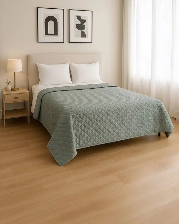 Colcha Casal Andreza 220cm x 240cm Dupla Face Verde UN