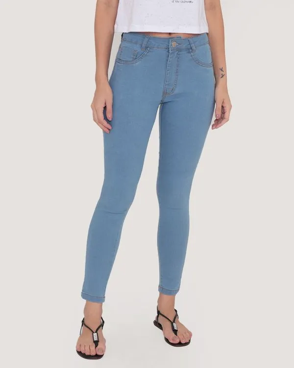 Calça Jeans Feminina Cigarrete Barra Desfiada Azul 44