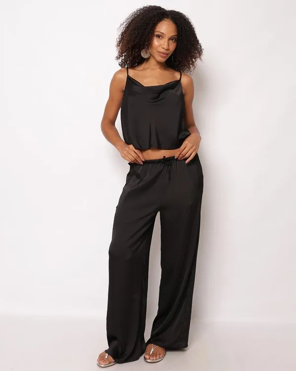 Calça Feminina Pantalona Berry & Co. Texturizada Preta P