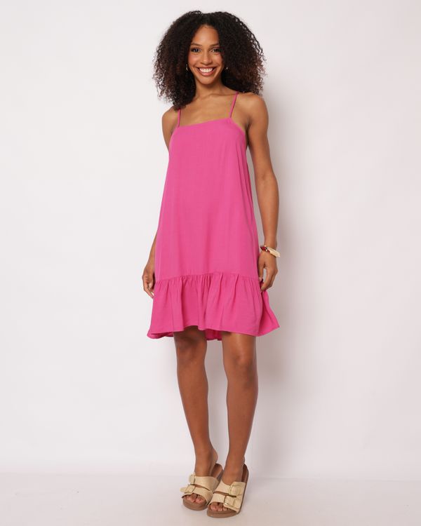 Vestido Feminino Curto Berry & Co.Viscose Alcinha Babado Rosa P