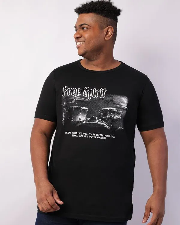 Camiseta Plus Size Masculina Com Estampa Preta G4