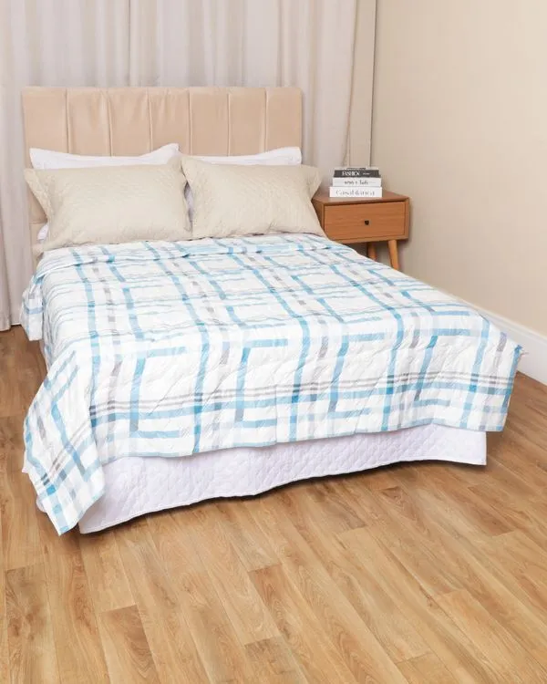 Colcha Casal Com Viés 180cmx215cm Arte & Cazza Estampada Branca UN