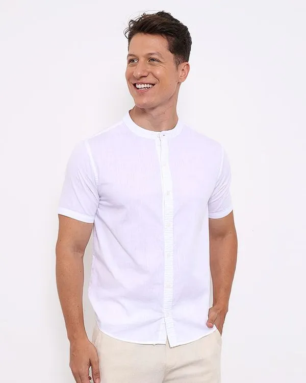 Camisa Masculina Manga Curta Com Botões Branca GG