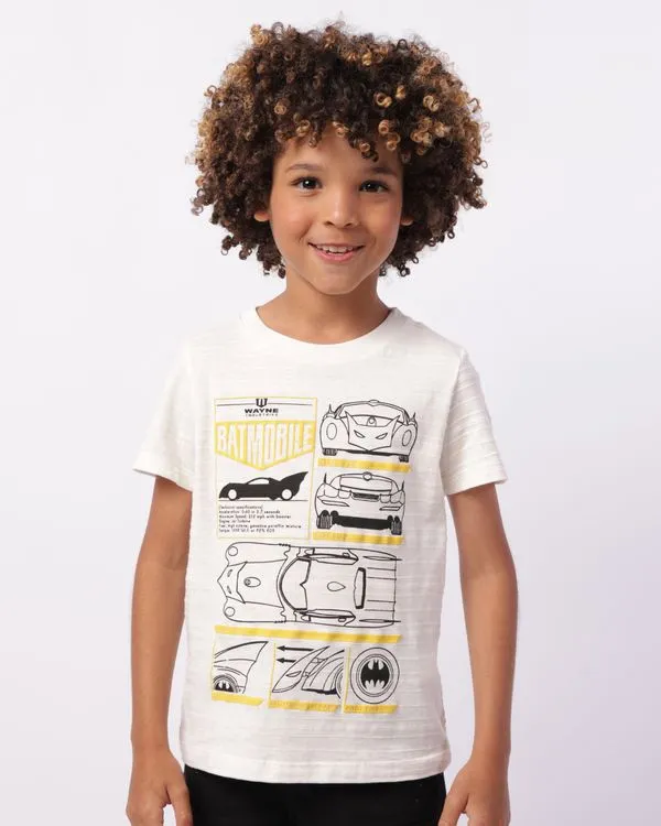 Camiseta Infantil Algodão Texturizada DC Comics Batman Off White 6