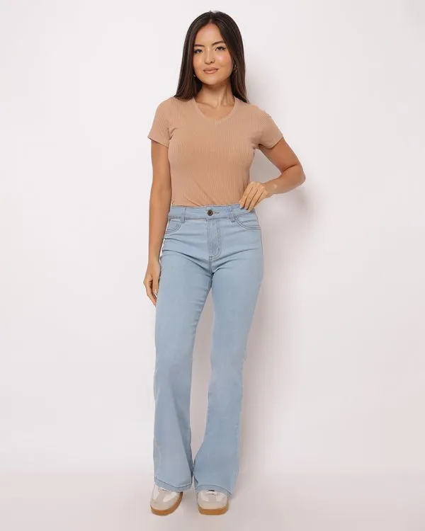 Calça Jeans Feminina Flare Azul Clara 36
